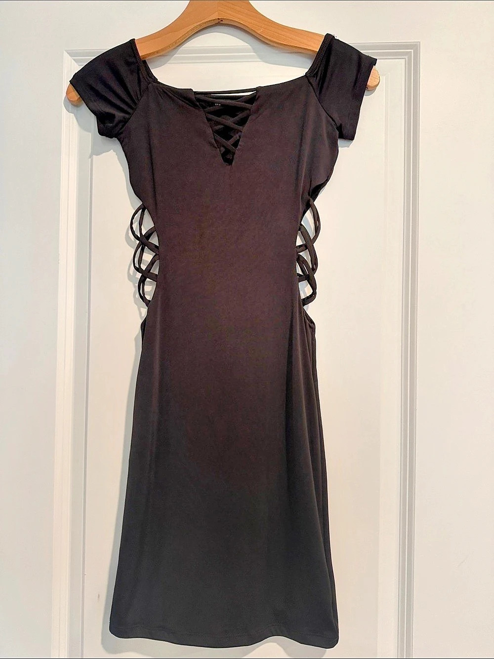 Black Lace-Up Side Detail Maxi Dress Like New